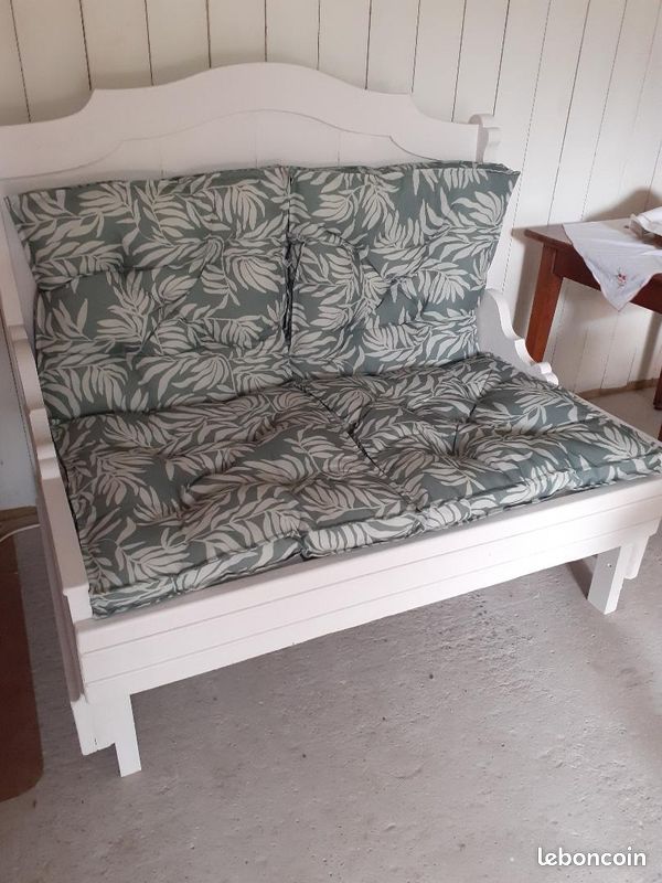 Banquette canapé bois massif coloris blanc (image 1)