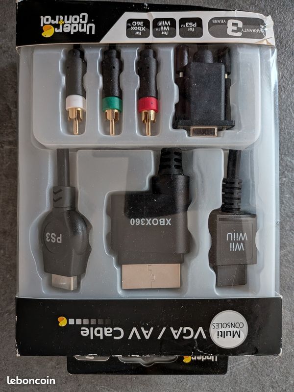 Câble vidéo multi console
PS1, PS2, PS3wiwi
Neuf dans sa boîte
15 (image 1)