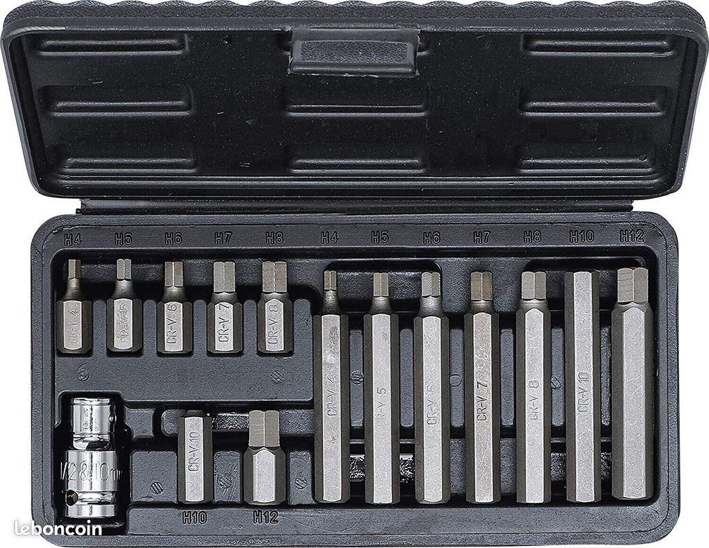 Ensemble de 14 Embouts Allen à Tête BTR, Adaptateur Carré 1/2", incluant des versions Courtes et Longues (image 2)