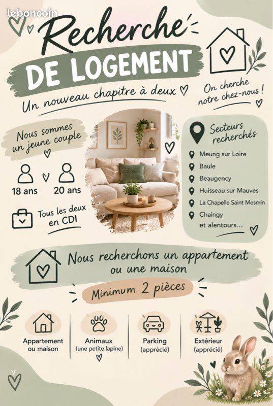 Appartement 2 pièces 45 m² · à Meung-sur-Loire · 45 m² · 730 €/mois