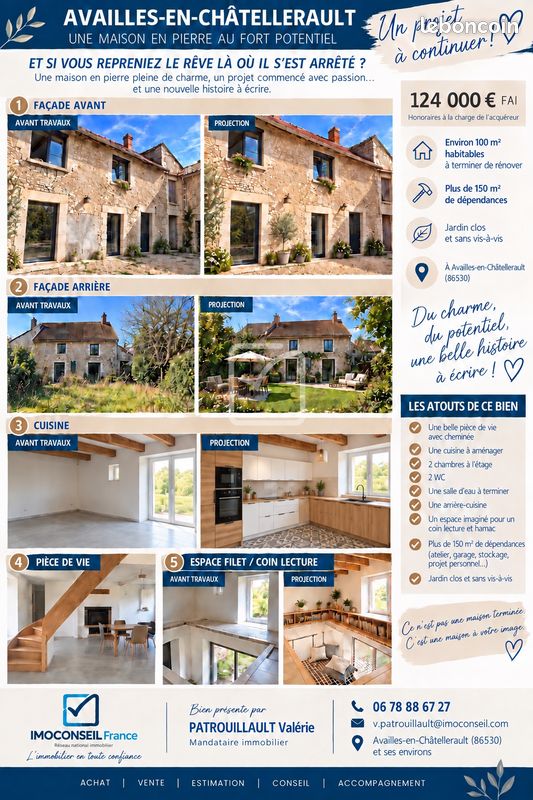 Maison 3 pièces 110 m² · à Availles-en-Châtellerault · 110 m² · 124 000 €