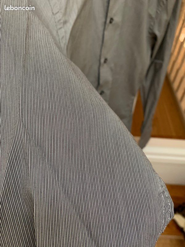 Chemise Givenchy gris rayures slim taille 39 poignets mousquetaires (image 3)