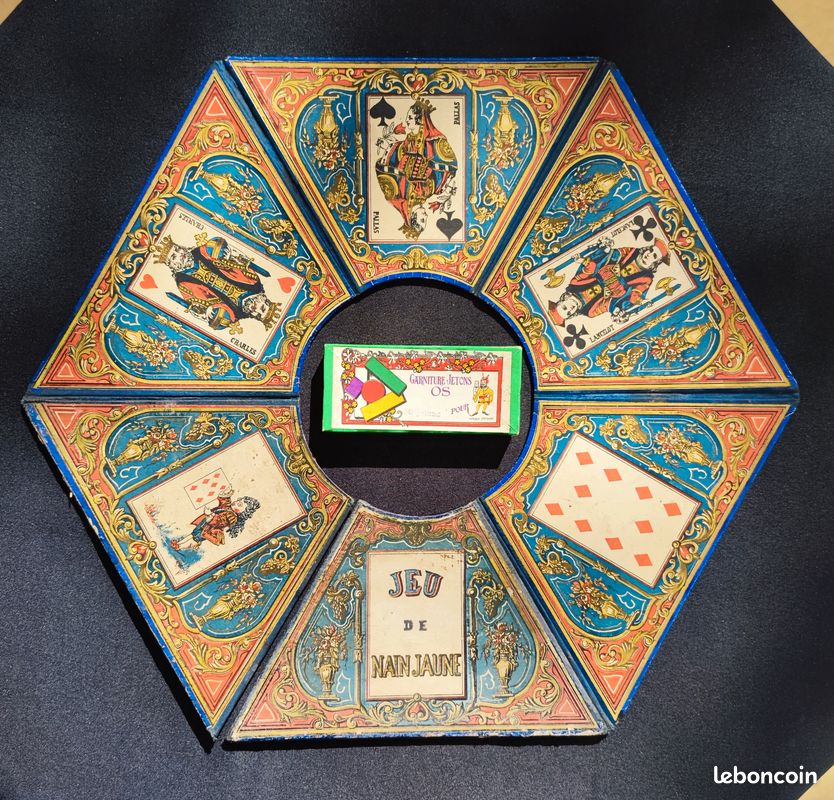 Ancienne Boîte De Jeu Nain Jaune JJF – Lot De Jetons En Bois – France