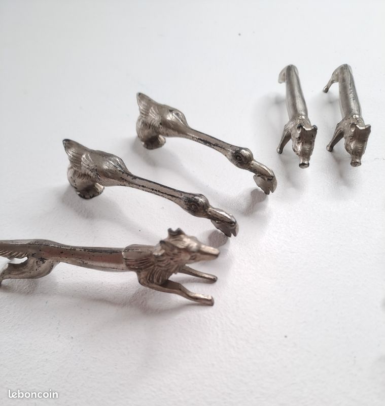 Porte-couteau Ancien 7 Places - Métal Argenté - Forme Demi-arc - Vintage