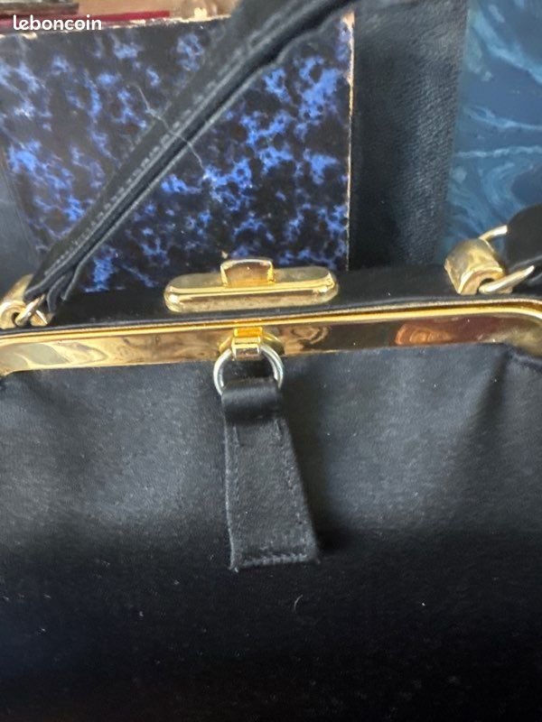 Sac à main noir vintage année 1920 (image 4)