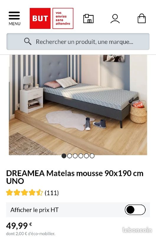 DREAMEA Matelas 90 x 190 mousse UNO (image 2)
