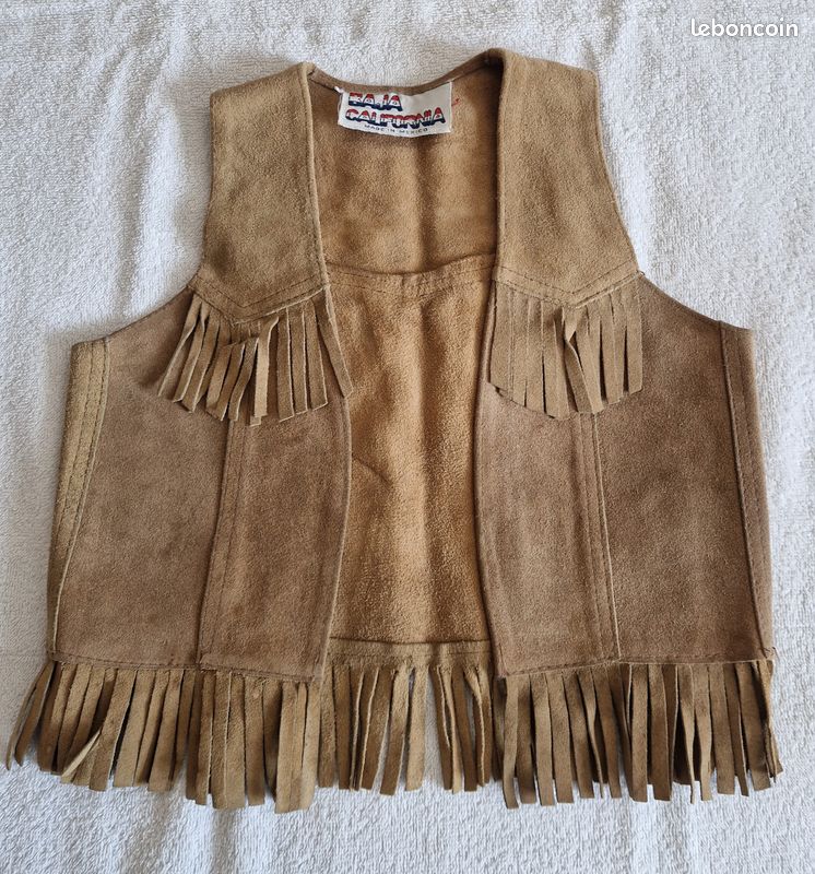 Gilet Vintage En Cuir à Franges Harmal - Taille Inconnue (juniors) - Occasion Très Bon état
