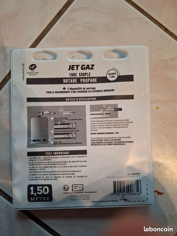 Tuyau pour bouteille de gaz 1m50 (image 2)