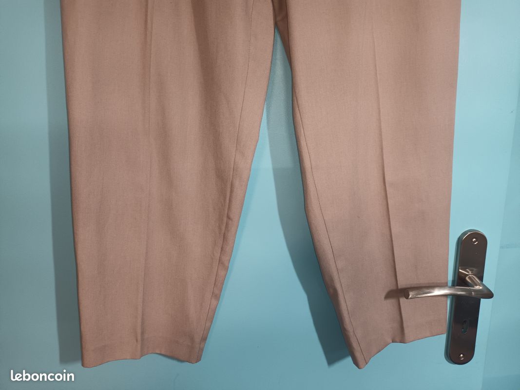 Pantalon toile beige T46 (mam33133) (image 3)