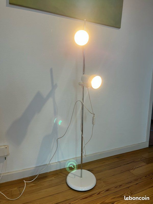 Lampadaire blanc à 2 spots, italien MIWI des années 70 (image 4)