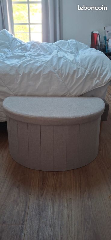 Pouf coffre demi-lune gris (image 1)