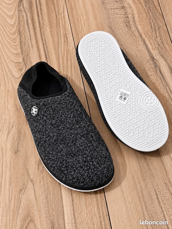 Chaussons pantoufles Mixte homme femme avec maintien gris (image 2)