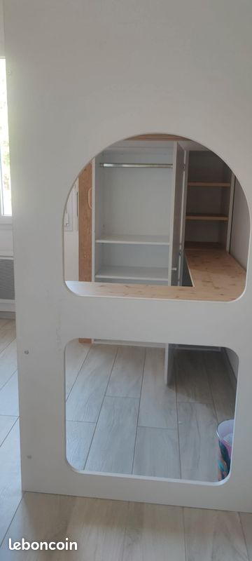 Lit mezzanine 1 place avec bureau et rangements avec matelas (image 9)
