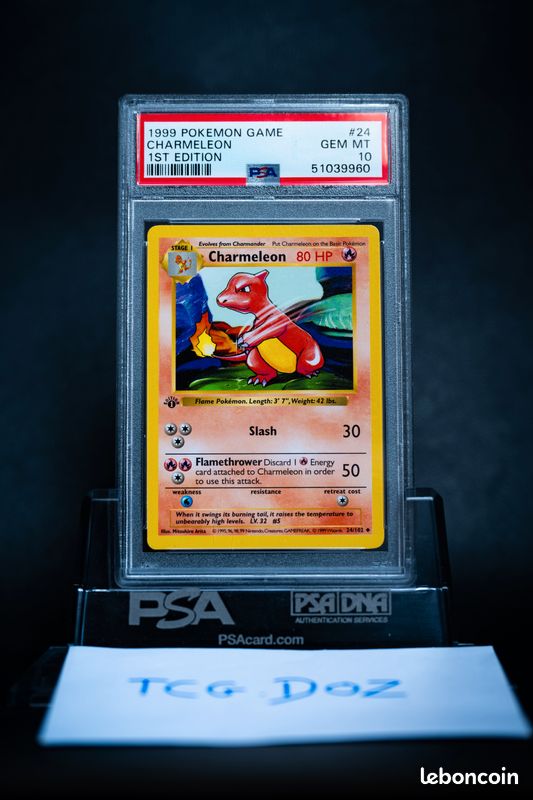 1999 POKEMON Charmeleon (Base Set) ANGLAIS 1st edition PSA 10 - Collection