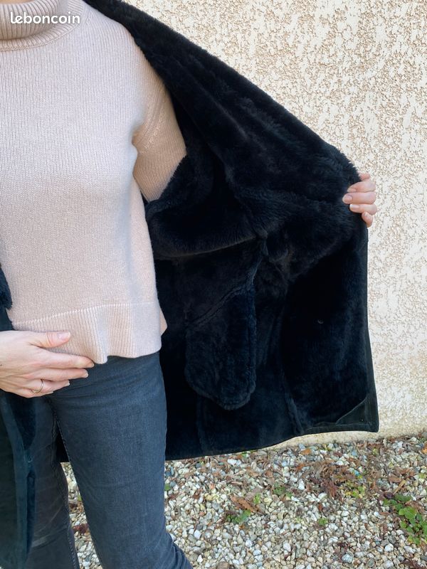 Manteau Long Red Valentino En Laine Vierge Et Fourrure – Taille 38/40 Noir – Occasion Excellent état