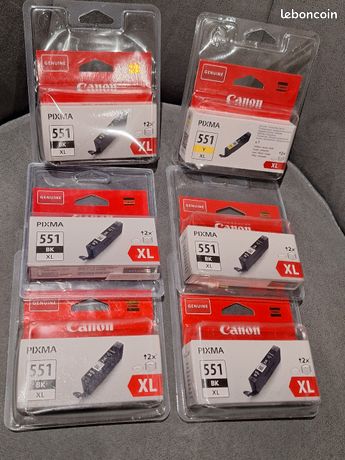 Lot De 2 Cartouches D'encre Canon PIXMA 551 XL Jaune (CLI-551XL Y) - Ancien Stock, Jamais Utilisées