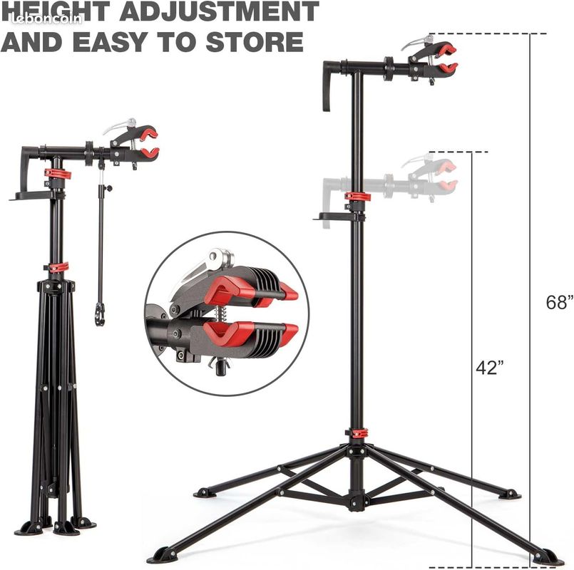 Support de réparation de vélo 110 à 143 cm - charge max 30kg
