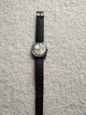 Montre Homme Vintage Mécanique Philishave, 17 Rubis, Années 70, Boîtier Acier, Bracelet Cuir Noir - Réf A122