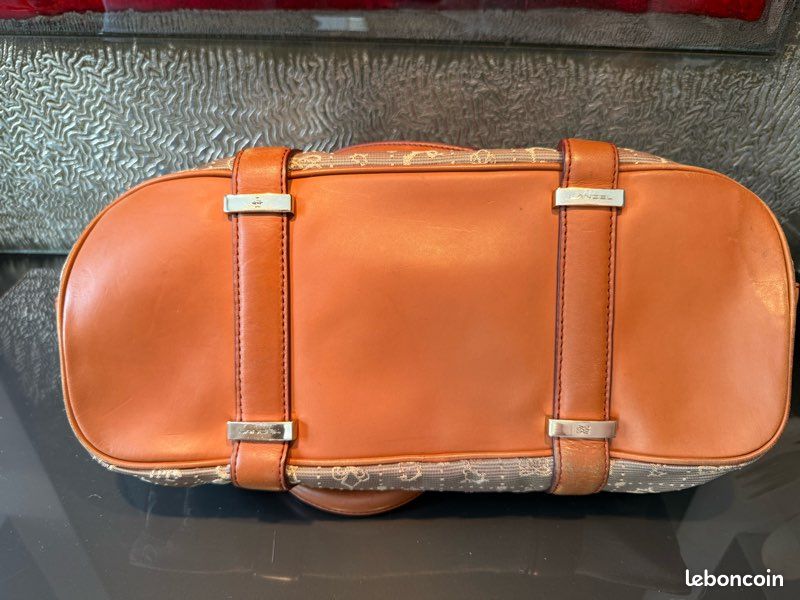 Sac LANCEL vintage cuir cognac & toile monogrammée – Hologramme - grand format (image 5)