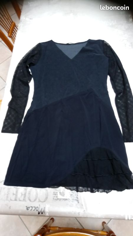 Tunique noire, viscose/voile, taille 40 (image 4)