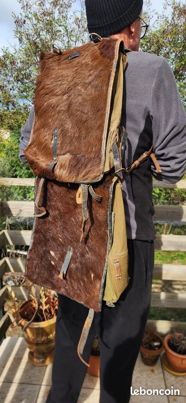 Grand Sac De Week-end Homme En Véritable Cuir Et Fourrure De Vache Marron - 40-60L