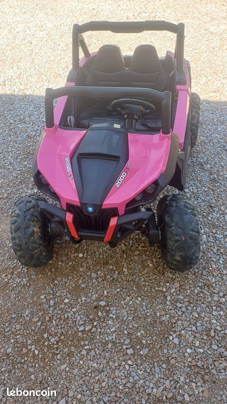 Buggy électrique enfant UTV Rose – Télécommande – Batteries neuves (image 1)