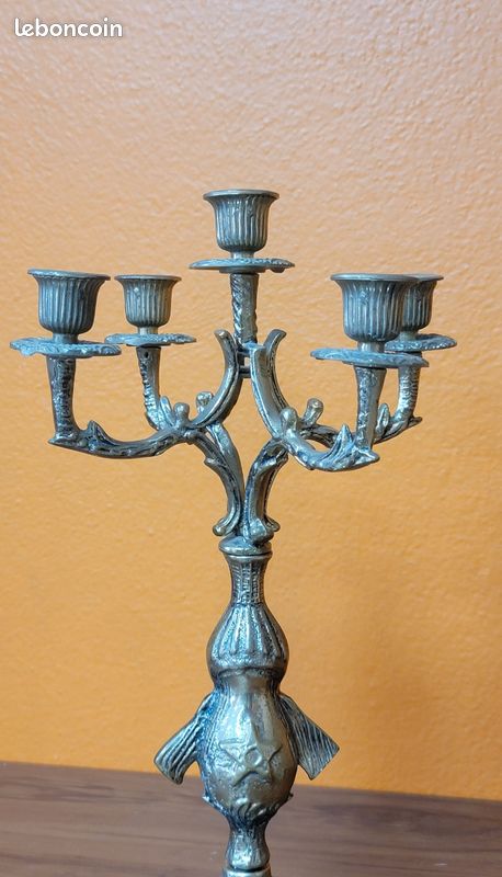 Garniture de cheminée horloge et candélabres en cuivre (image 13)