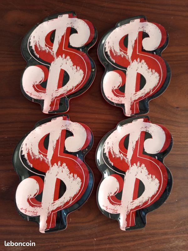 Andy Warhol Dollar set de 4 plats mélaminé Pop Art (image 1)