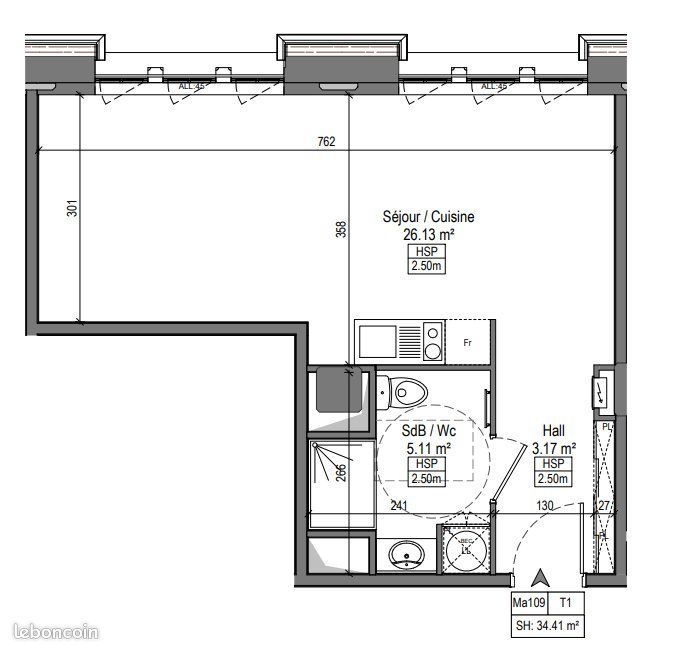 Appartement 1 pièce 34 m² · à Marquette-lez-Lille · 34 m² · 527 €