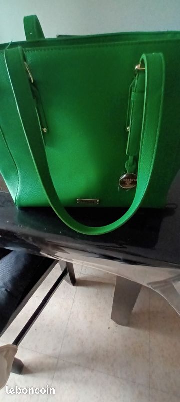 Sac Torrente Vert Scintillant - Fourre-tout - Tissu Brillant Doublure Coton - Comme Neuf