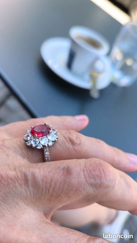 Magnifique bague pompadour rubis et diamant fantaisie (image 4)