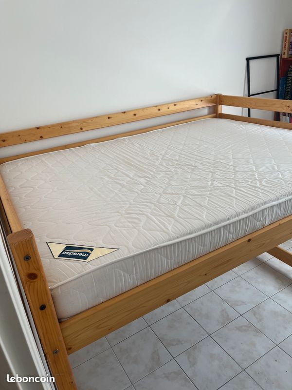 Lit Double Grande Hauteur avec Sommier et Matelas (image 2)