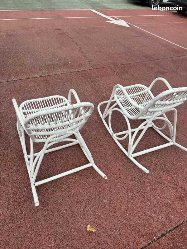 2 Rocking Chair Rotin Blanc (image 2)