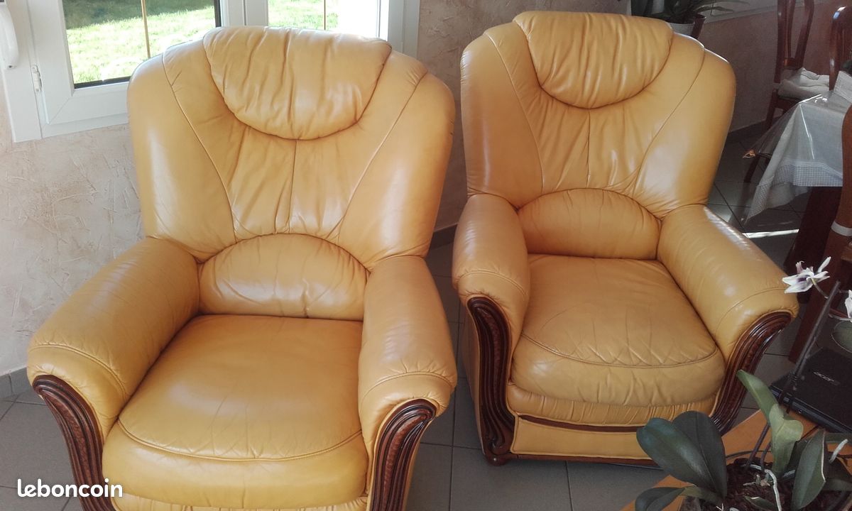 Canapé + 2 fauteuils cuir (image 2)