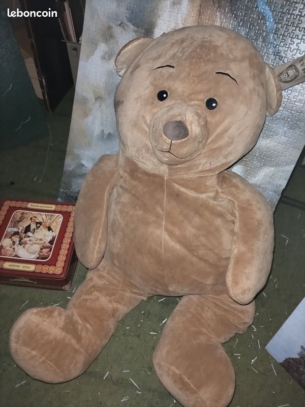 Grand Ours En Peluche Ajena Vintage – Beige, 44 Cm, Doudou