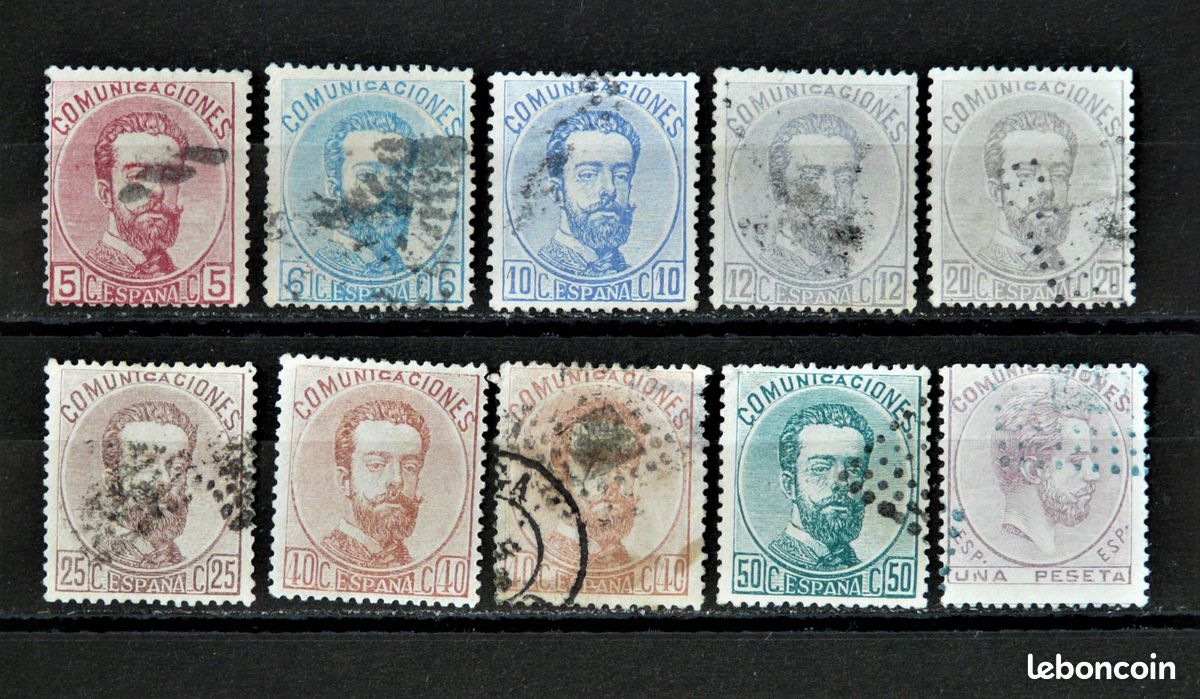 ESPAGNE - 1872 n° 117/118 o - 120/123 o - 124a * -125/126 o (image 1)
