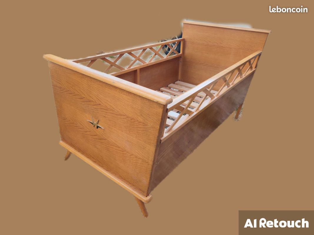 Lit enfant vintage années 50 pieds compas (image 2)