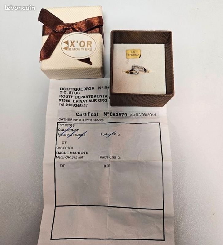Bague Or blanc avec certificat (image 2)