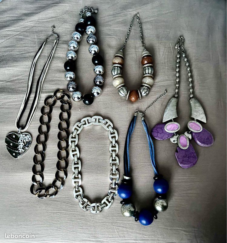Lot De 7 Colliers Fantaisie - Occasion, Multicolores, Style Varié Pour Un Look Décontracté