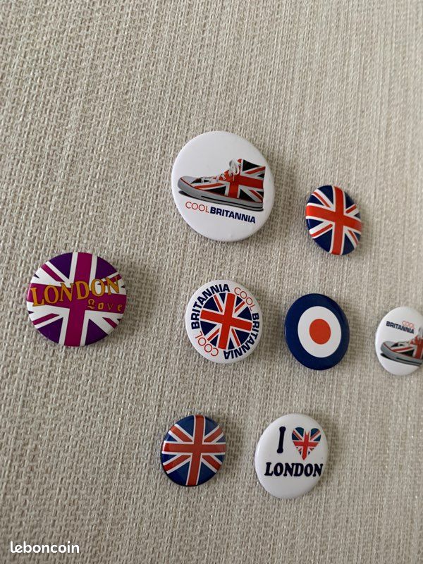 3 Badges Britanniques En Métal – 2,1 X 1,9 Cm – Or Et Argent – Broche – Cadeau événement Sportif Ou Fête