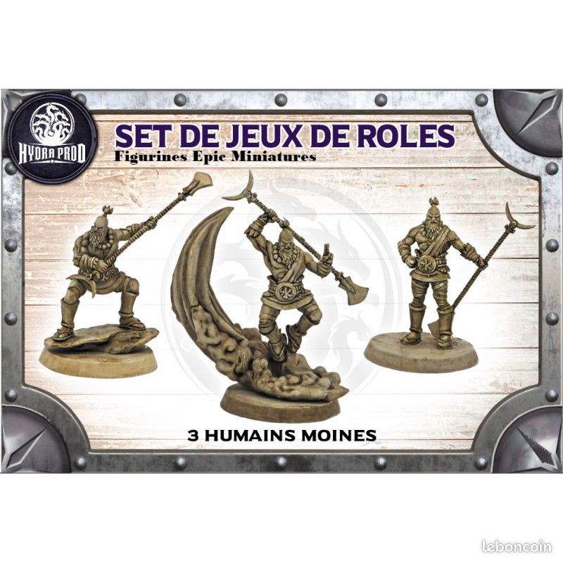 Figurines JdR à peindre - Set de jeu de rôles : 3 Humains Moines (image 1)