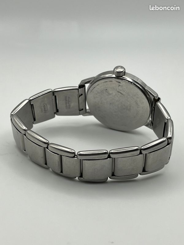 Montre Vintage Épilogue Quartz 34mm - Acier Et Cuir - Avec Date - Ref F152 - Occasion