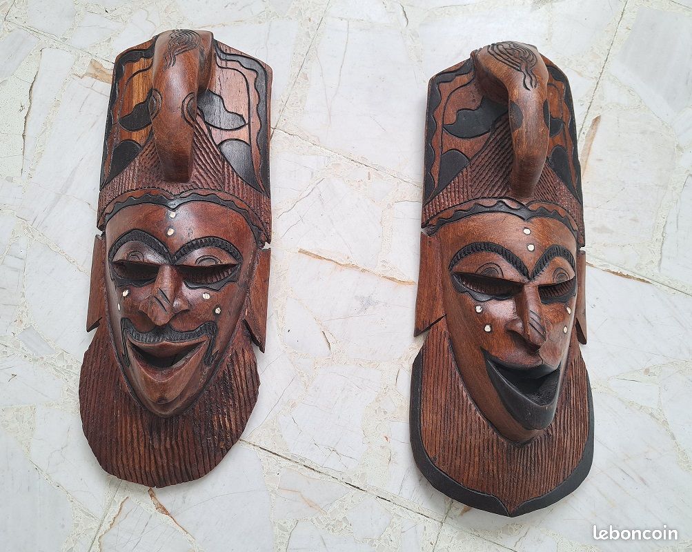 Lot de 2 masque africain couple (image 1)