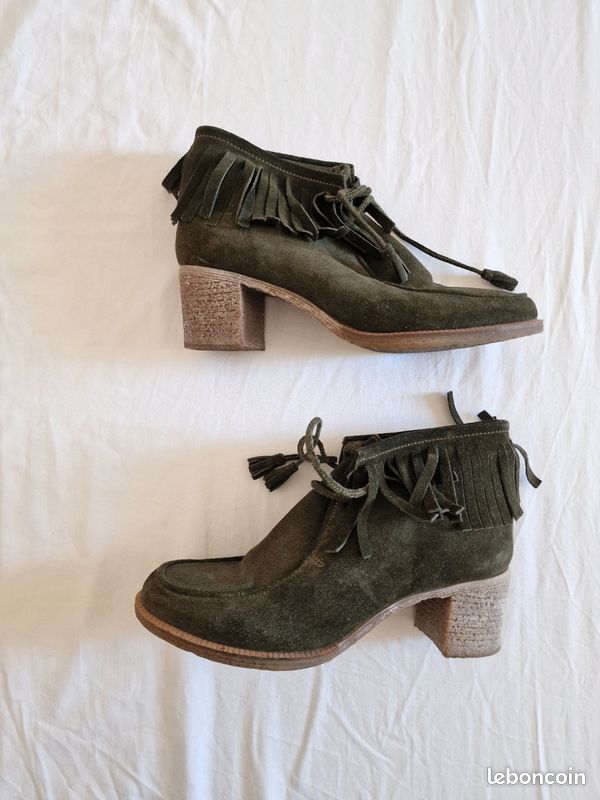 Bottines en cuir kaki Creeks (image 4)