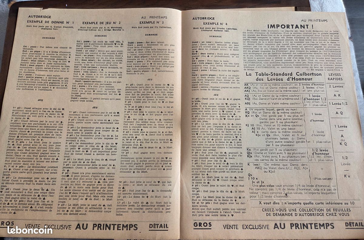 Ancien AutoBridge jeu solo de Brigde Le Printemps Années 40/50 (image 11)