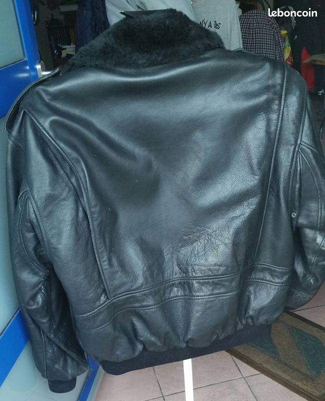Blouson aviateur cuir noir XL (image 3)