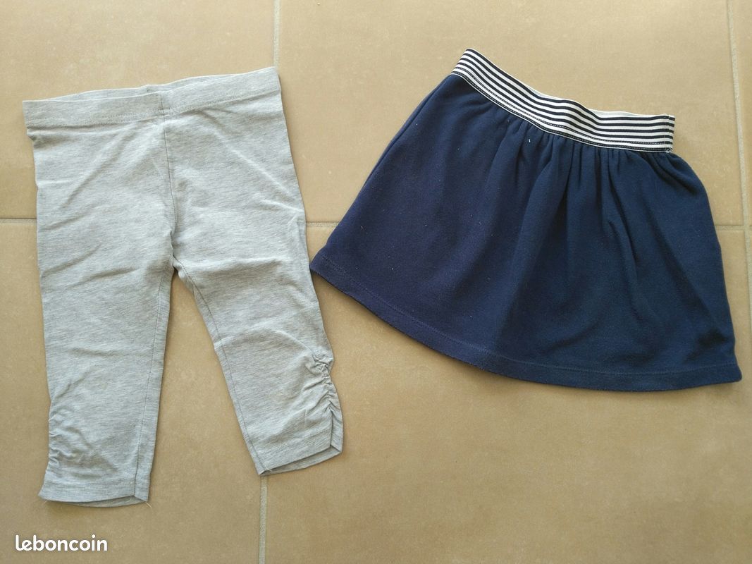 Lot jupe marine / leggings court gris fille 4ans Lili83 (image 1)
