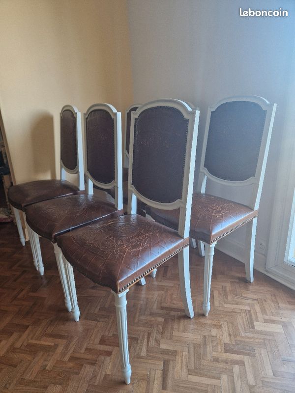 6 chaises bois cuir vintage (image 3)