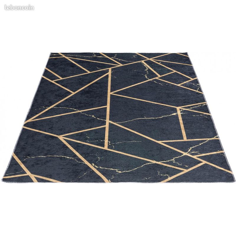 Tapis scandinave noir lavable en machine plat graphique Malines Noir 180x280 (image 6)