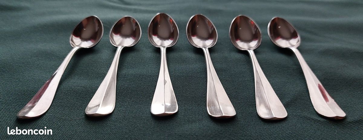 6 cuillères Art déco motifs variés 6 cuillères à café de couverts en métal argenté vintage des années 30 à mélanger et assortir couverts de rechange pour le thé - France